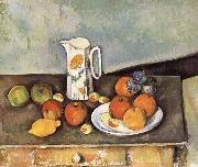 table of milk and fruit Paul Cezanne